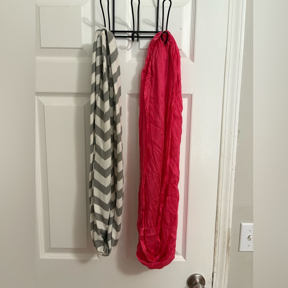 Chevron Gray and Solid Pink Scarves